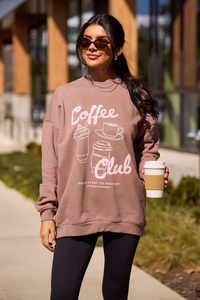Coffee Club Mocha Oversized Graphic Sweatshirt