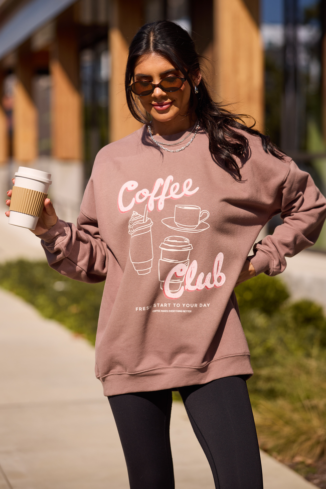 Coffee Club Mocha Oversized Graphic Sweatshirt