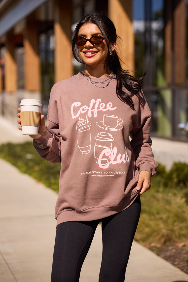 Coffee Club Mocha Oversized Graphic Sweatshirt