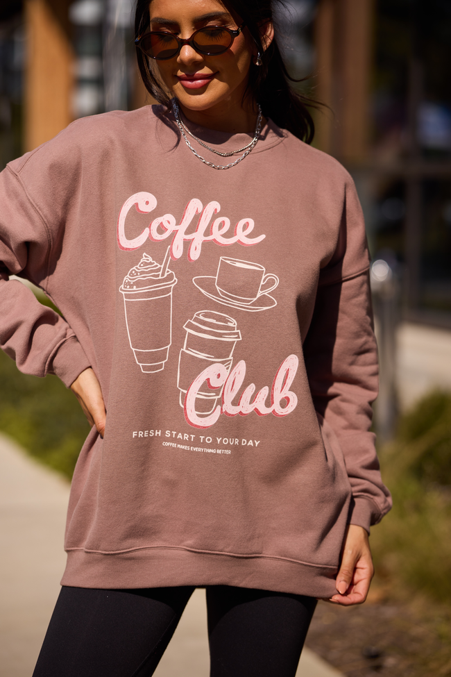 Coffee Club Mocha Oversized Graphic Sweatshirt