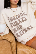 Football Turkey Nap Repeat Cream Oversized Graphic Sweatshirt